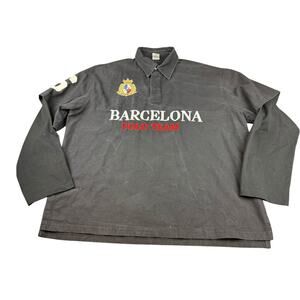 Barcelona‎ Polo Team Men's XL Black Long Sleeve Embroidery Shirt With Logo